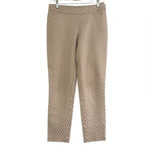 White House Black Market Cream Gold Stretch Ankle Pants Size 2 Long